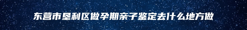 东营市垦利区做孕期亲子鉴定去什么地方做