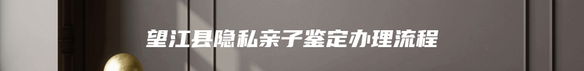 望江县隐私亲子鉴定办理流程