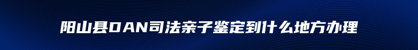 阳山县DAN司法亲子鉴定到什么地方办理