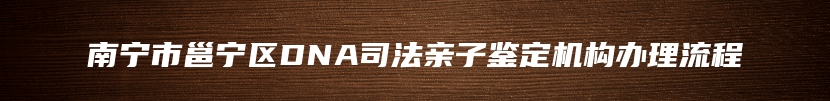 南宁市邕宁区DNA司法亲子鉴定机构办理流程