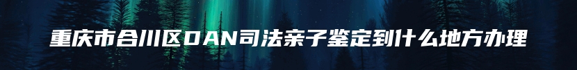 重庆市合川区DAN司法亲子鉴定到什么地方办理