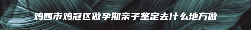 鸡西市鸡冠区做孕期亲子鉴定去什么地方做