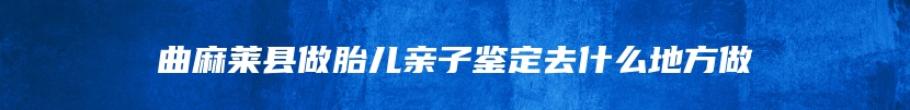 曲麻莱县做胎儿亲子鉴定去什么地方做