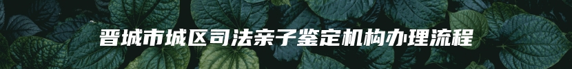 晋城市城区司法亲子鉴定机构办理流程