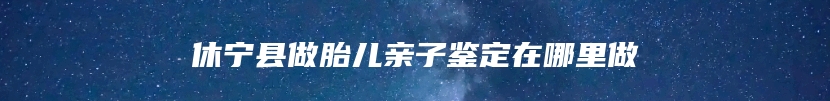 休宁县做胎儿亲子鉴定在哪里做