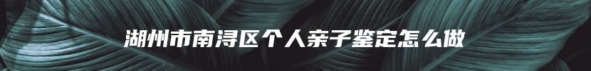 湖州市南浔区个人亲子鉴定怎么做