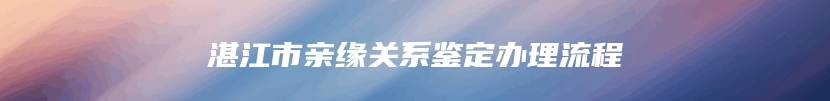 湛江市亲缘关系鉴定办理流程