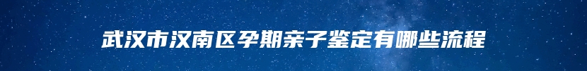 武汉市汉南区孕期亲子鉴定有哪些流程