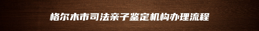 格尔木市司法亲子鉴定机构办理流程