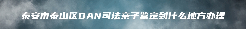 泰安市泰山区DAN司法亲子鉴定到什么地方办理