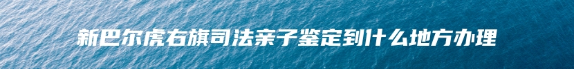 新巴尔虎右旗司法亲子鉴定到什么地方办理