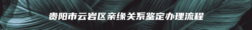 贵阳市云岩区亲缘关系鉴定办理流程