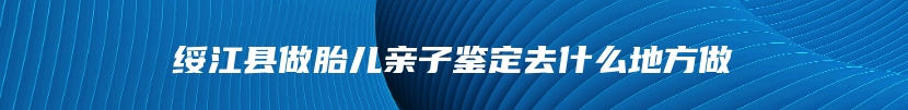 绥江县做胎儿亲子鉴定去什么地方做