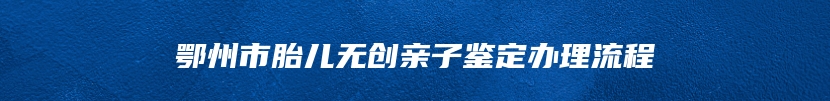鄂州市胎儿无创亲子鉴定办理流程