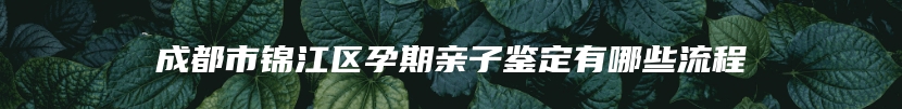 成都市锦江区孕期亲子鉴定有哪些流程