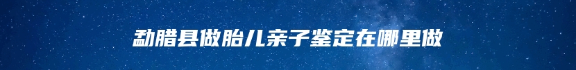 勐腊县做胎儿亲子鉴定在哪里做