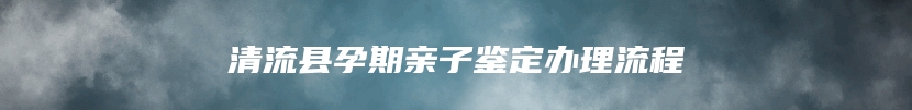 清流县孕期亲子鉴定办理流程