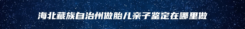 海北藏族自治州做胎儿亲子鉴定在哪里做