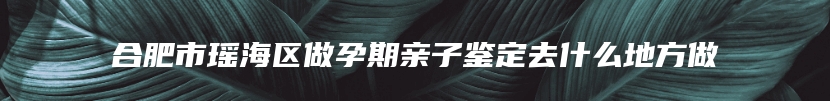 合肥市瑶海区做孕期亲子鉴定去什么地方做