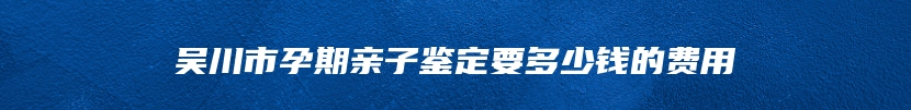 吴川市孕期亲子鉴定要多少钱的费用