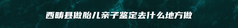 西畴县做胎儿亲子鉴定去什么地方做