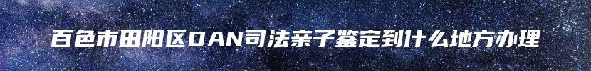 百色市田阳区DAN司法亲子鉴定到什么地方办理