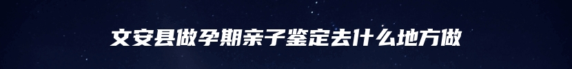 文安县做孕期亲子鉴定去什么地方做