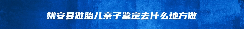 姚安县做胎儿亲子鉴定去什么地方做