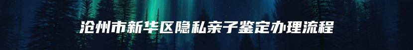 沧州市新华区隐私亲子鉴定办理流程