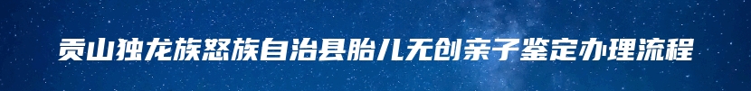 贡山独龙族怒族自治县胎儿无创亲子鉴定办理流程