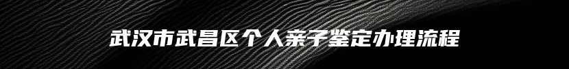 武汉市武昌区个人亲子鉴定办理流程