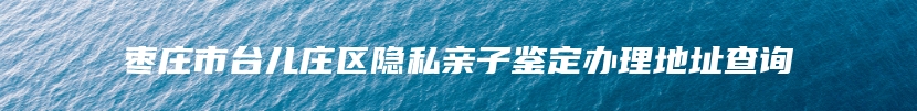 枣庄市台儿庄区隐私亲子鉴定办理地址查询