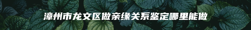 漳州市龙文区做亲缘关系鉴定哪里能做