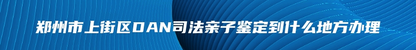 郑州市上街区DAN司法亲子鉴定到什么地方办理