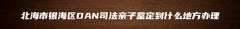 北海市银海区DAN司法亲子鉴定到什么地方办理