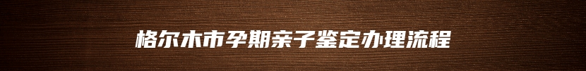 格尔木市孕期亲子鉴定办理流程