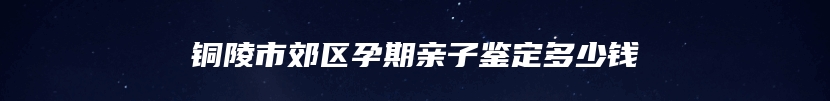 铜陵市郊区孕期亲子鉴定多少钱