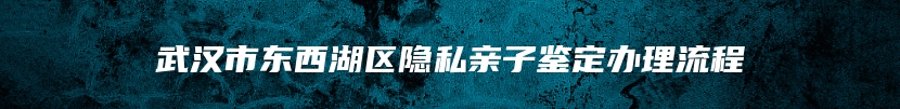 武汉市东西湖区隐私亲子鉴定办理流程