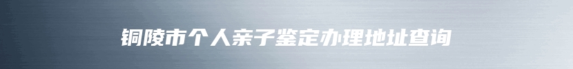 铜陵市个人亲子鉴定办理地址查询