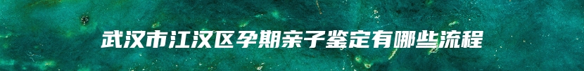 武汉市江汉区孕期亲子鉴定有哪些流程