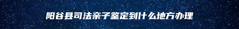 阳谷县司法亲子鉴定到什么地方办理