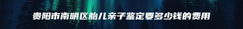 贵阳市南明区胎儿亲子鉴定要多少钱的费用