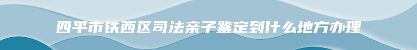 四平市铁西区司法亲子鉴定到什么地方办理