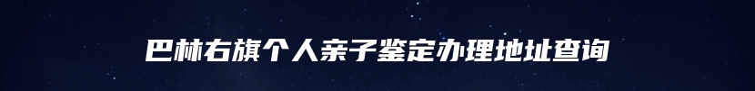 巴林右旗个人亲子鉴定办理地址查询