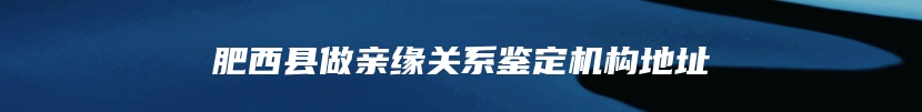 肥西县做亲缘关系鉴定机构地址