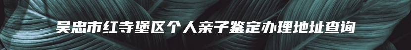 吴忠市红寺堡区个人亲子鉴定办理地址查询