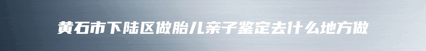 黄石市下陆区做胎儿亲子鉴定去什么地方做