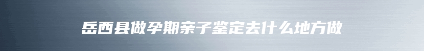 岳西县做孕期亲子鉴定去什么地方做