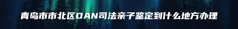 青岛市市北区DAN司法亲子鉴定到什么地方办理