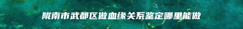 陇南市武都区做血缘关系鉴定哪里能做